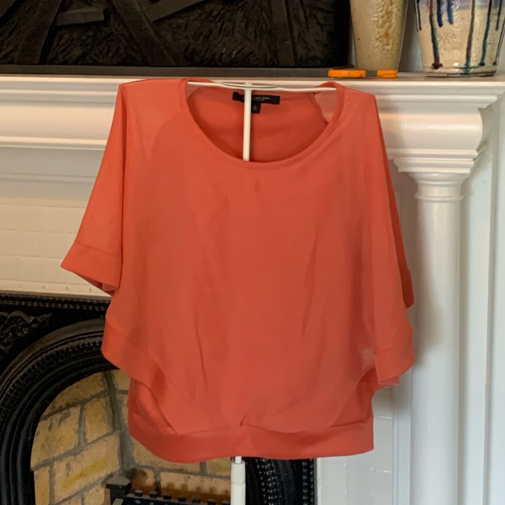 Andrew Marc top with sheer‎ sleeve overlay
